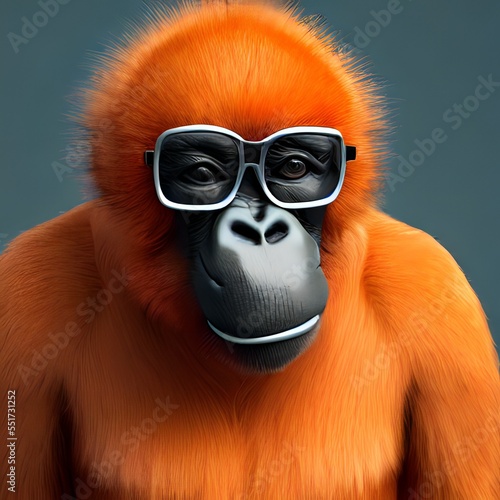 ape swith glasses smiling photo