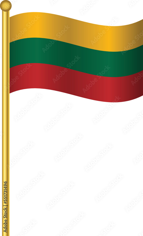 Flag of Lithuania,Lithuania flag Golden waving isolated vector illustration eps10. Flag of Lithuania,Lithuania flag Golden waving isolated vector illustration eps10.