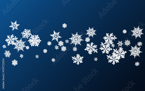 Silver Snow Panoramic Vector Blue Background.