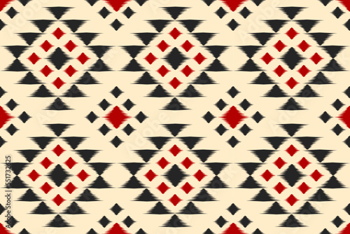 Beautiful ethnic ikat background. Geometric ethnic ikat seamless pattern in tribal. Fabric Indian style. Design for wallpaper, illustration, fabric, clothing, carpet, textile, batik, embroidery.