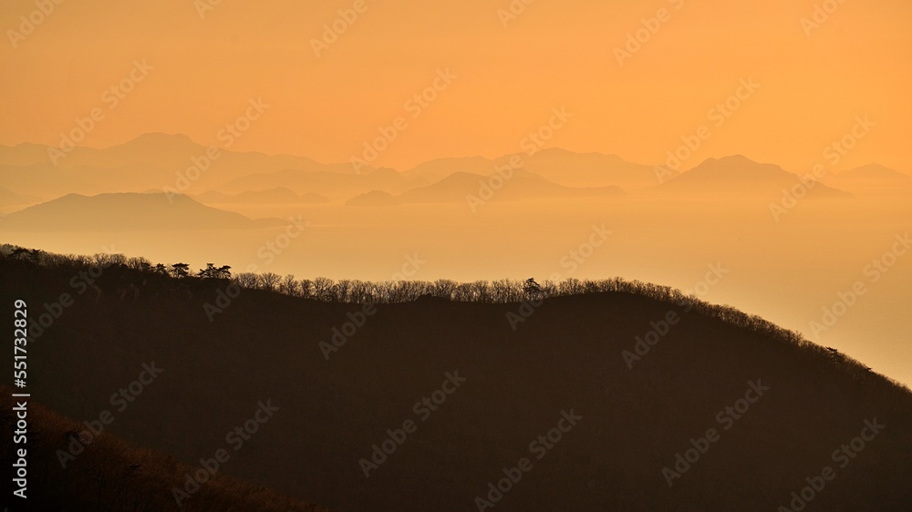 South Korea, Namhae sea, and sunrise scenery South Korea, Namhae sea, and sunrise scenery