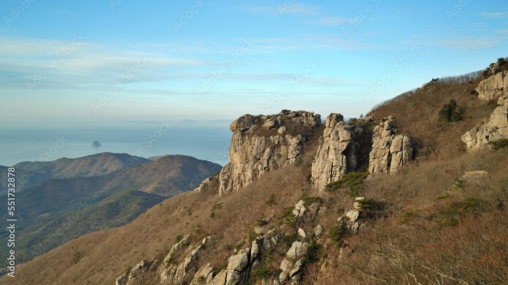 The landscape of Geumsansa Temple in Namhae, South Korea