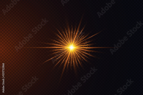Golden transparent light lens flares streaks