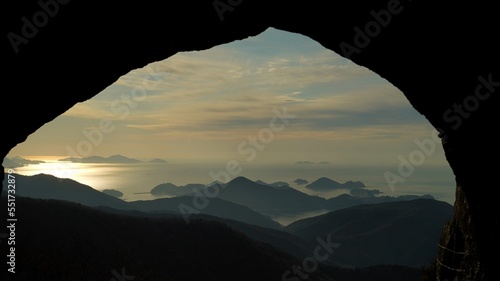 South Sea Ssanghongmun and sunrise scenery photo