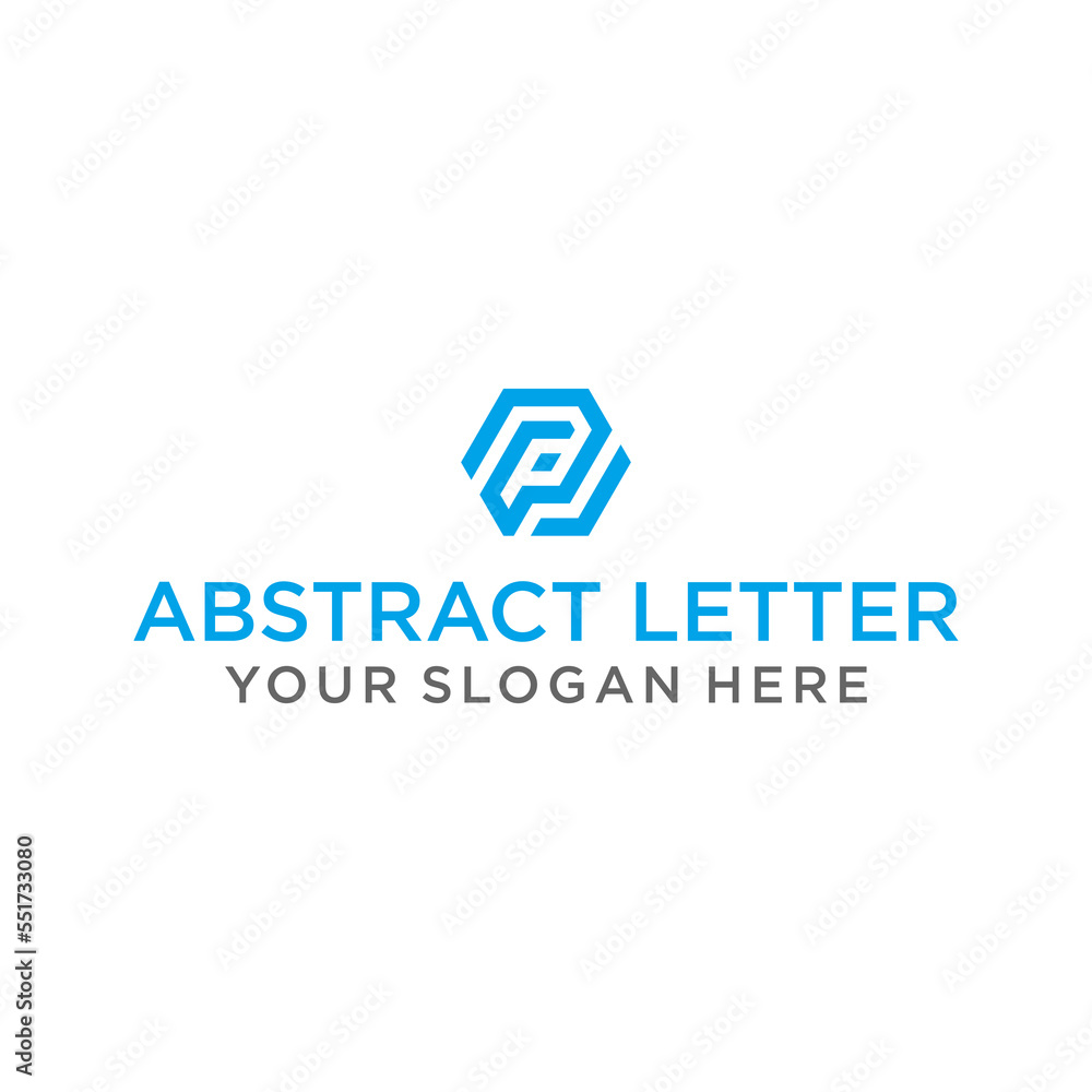 the creative design lines the P hexagon shape and the cube logo with ...