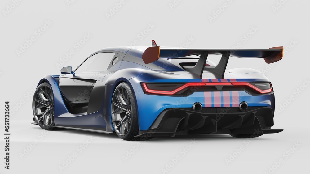 3D rendering of a brand-less generic concept car