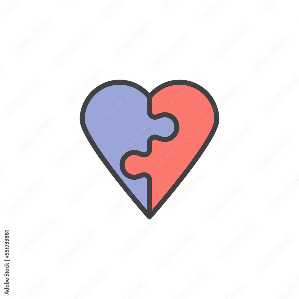 Heart shaped puzzle filled outline icon Heart shaped puzzle filled outline icon