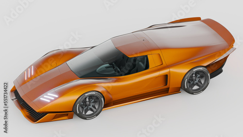 Fototapeta Naklejka Na Ścianę i Meble -  3D rendering of a brand-less generic concept car in studio environment