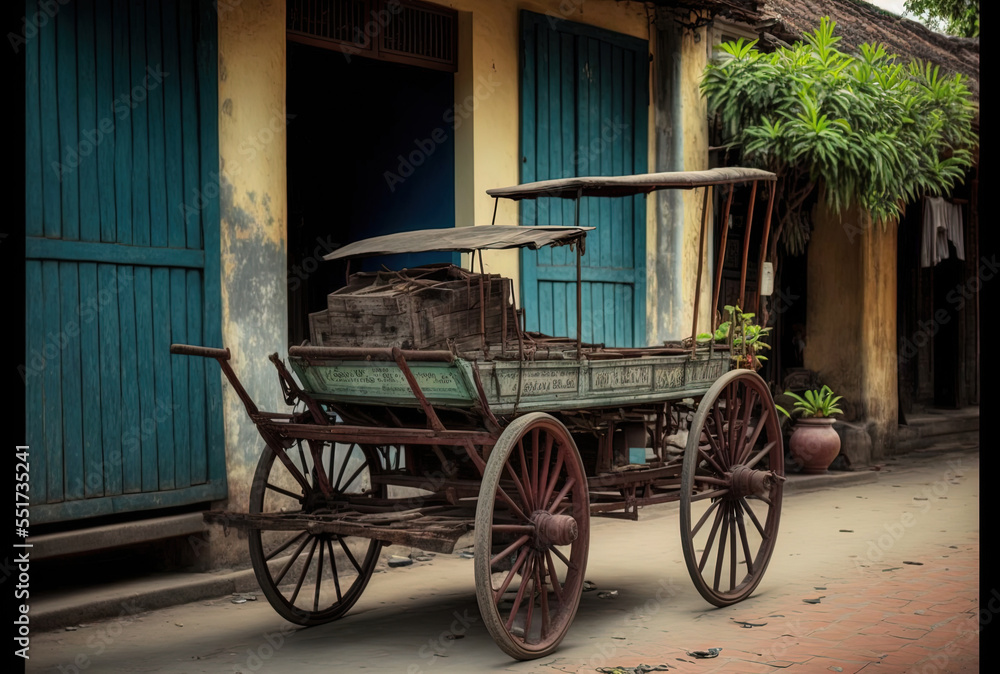 Vietnam's Hoi An Old Classic Cart. Generative AI