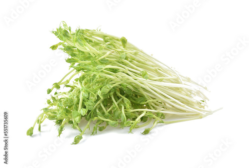 snow pea sprouts on white background