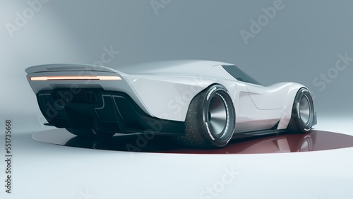 3D rendering of a brand-less generic concept car 