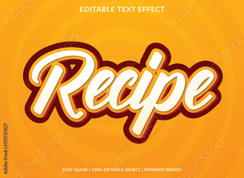 recipe text effect template with abstract font style use for brand and logo vector illustration. abstract background poster