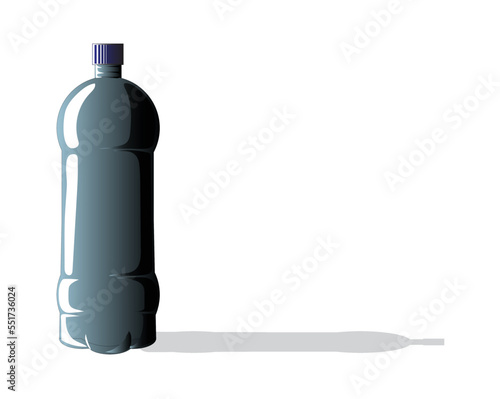 vector design of an empty blue-gray drinking bottle with an additional shadow effect on the right side of the bottle