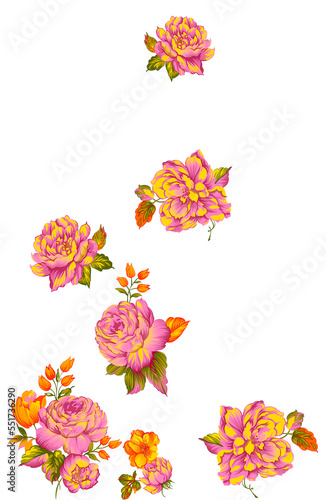 Brushstroke flower and Colorfull Flowers watercolor Flowers Textile Design illustration