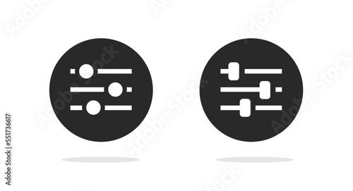 Settings filter level icon vector pictogram or simple music mixer volume control adjustment button symbol ui graphic, customization sliders thin line outline round black white, power studio regulators