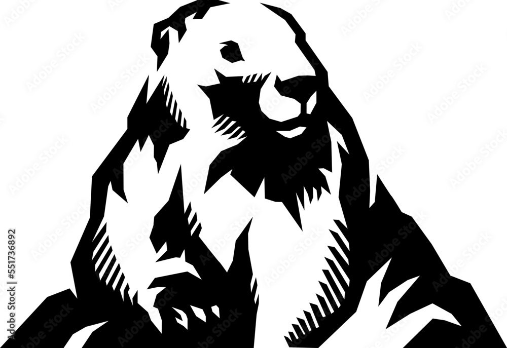 Fototapeta premium Marmot Character Shaped like a Mountain