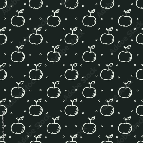 Seamless apple pattern. Colored seamless doodle pattern with apples