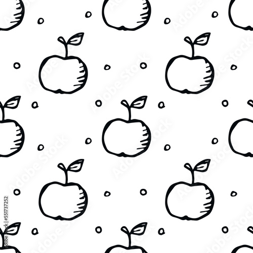 Fototapeta Naklejka Na Ścianę i Meble -  Seamless apple pattern. Colored seamless doodle pattern with apples