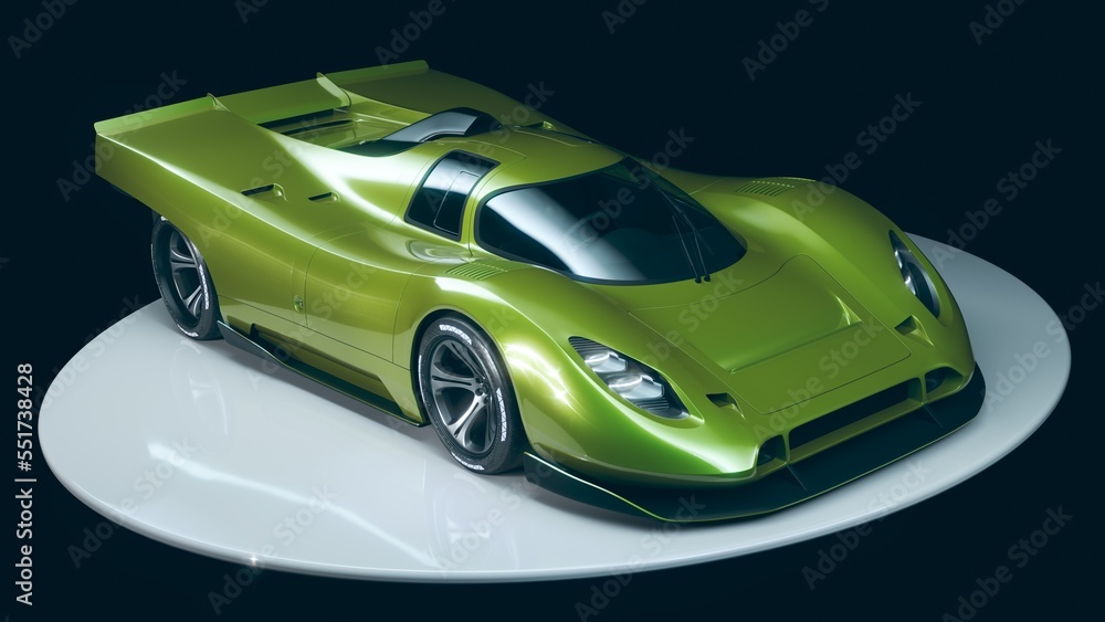 3D rendering of a brand-less generic concept car	