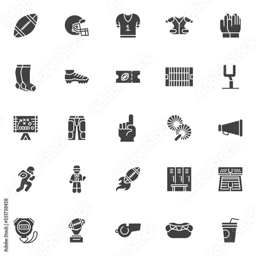 American football sport vector icons set