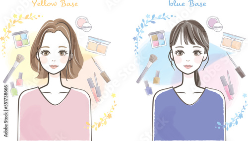 パーソナルカラー診断の女性セットイラスト素材