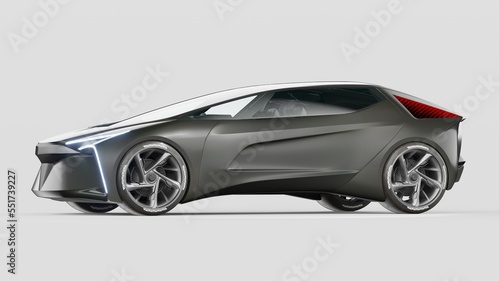 3D rendering of a brand-less generic concept car 