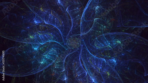 3D rendering abstract blue fractal light background