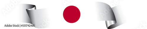 3D Flag of Japan on ribbon.