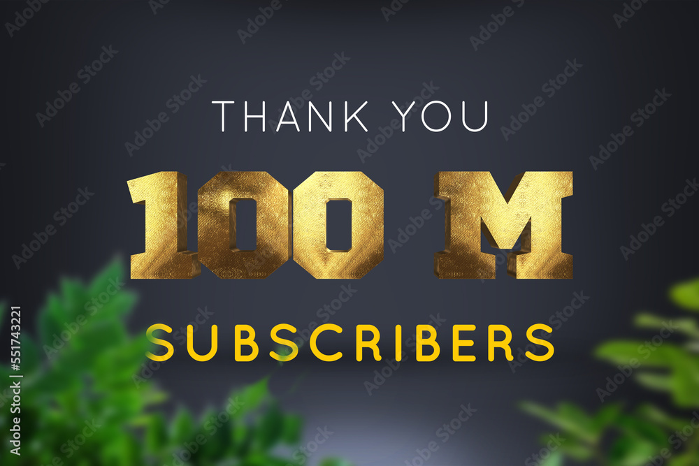 100 Million subscribers celebration greeting banner with Brass Design