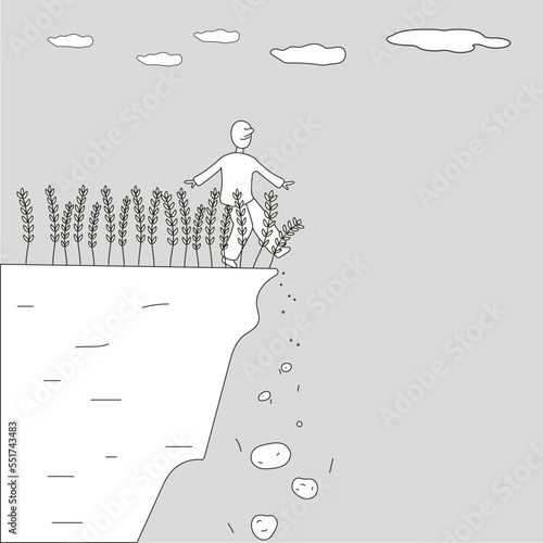 a very careful person walks on the edge. Vector illustration
