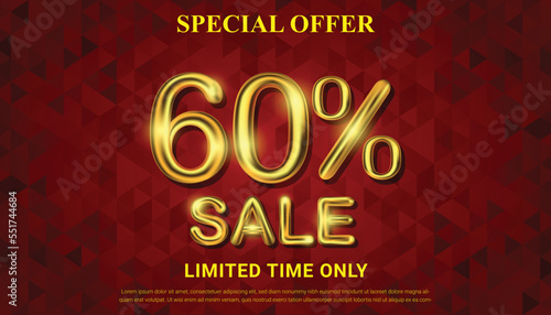 Special offer 60 percent off selling vector with golden 3d number