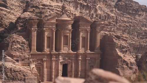 Monastery temple in Petra Jordan. Travel, vacation and adventure concept 