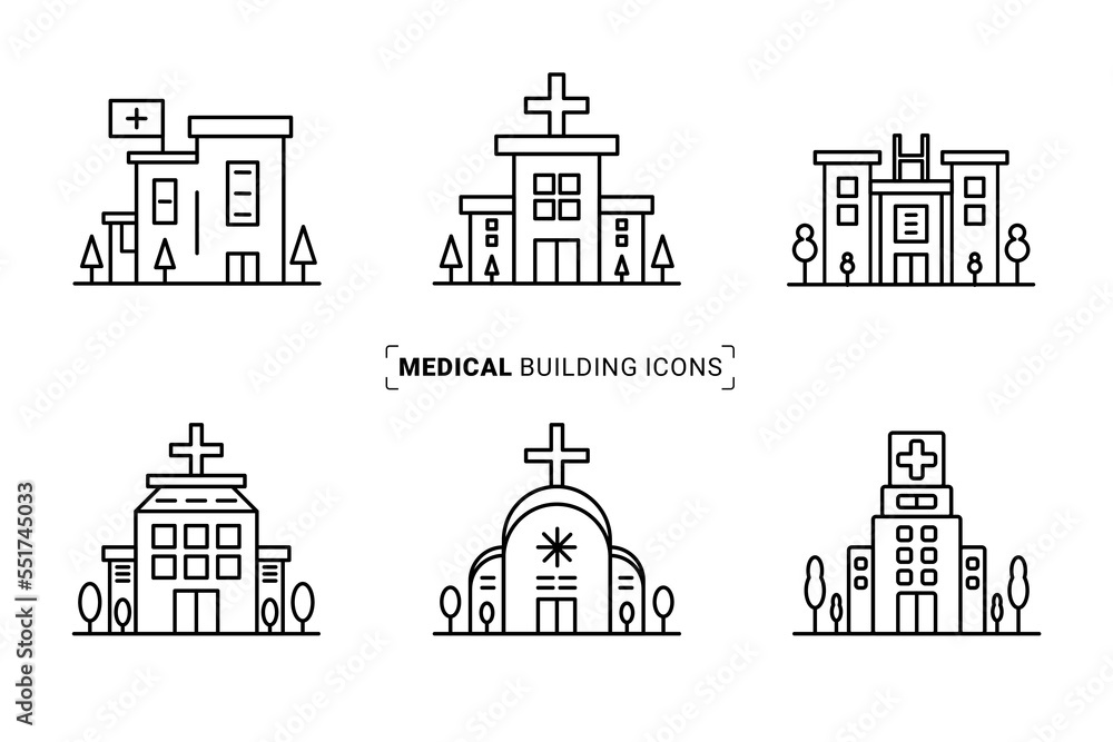 Medical building icon set