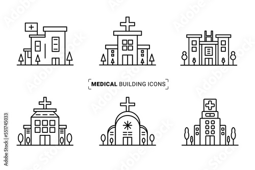 Medical building icon set