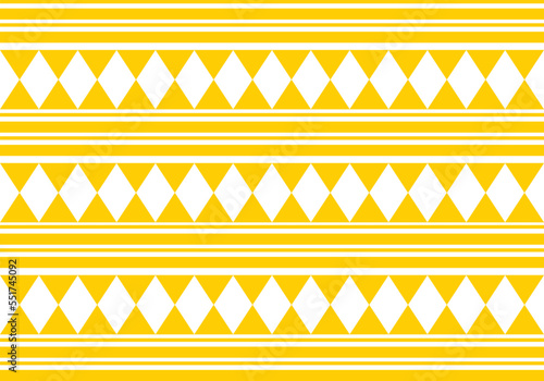 yellow and white tribal traditional ikat ethnic pattern, design for ikat background, argyle fabric, yellow gingham. Produced in many traditional textile centers around the world. including in India
