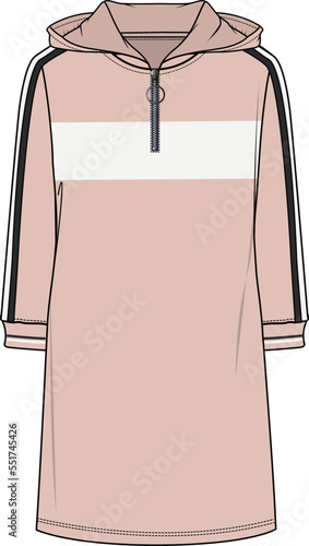 WOMEN AND GIRLS WEAR KNIT DRESS WITH STRIPE DEAIL VECTOR