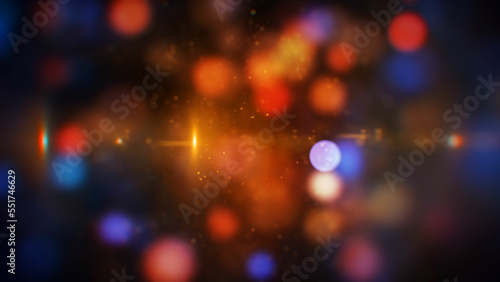 Abstract Optical View Orange Red Blue Shine Blurry Bokeh Circles Light Flare And Sparkle Glitter Background © agratitudesign