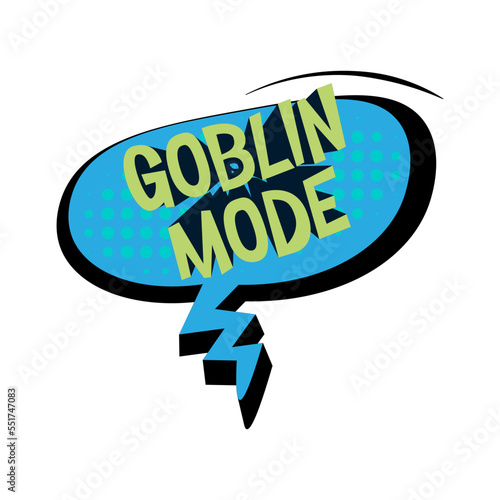 Goblin Mode Comic halftone 3D vector Illustration.
