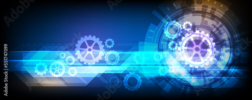 blue abstract background image with high tech cog lines