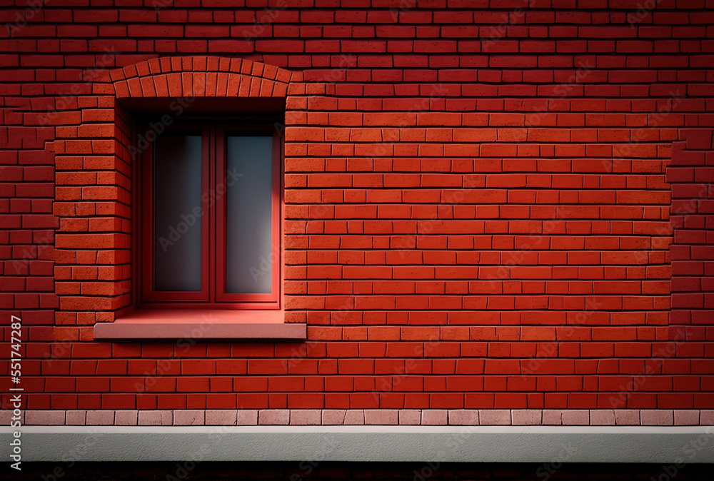 Fototapeta premium simple wall of brilliant red bricks. Generative AI