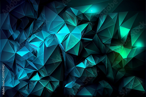 Abstract blue cubic decor, Generative IA 