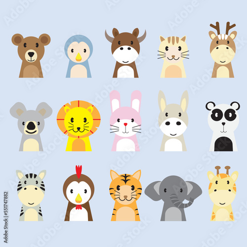 vector animal bundle cartoon style for kid