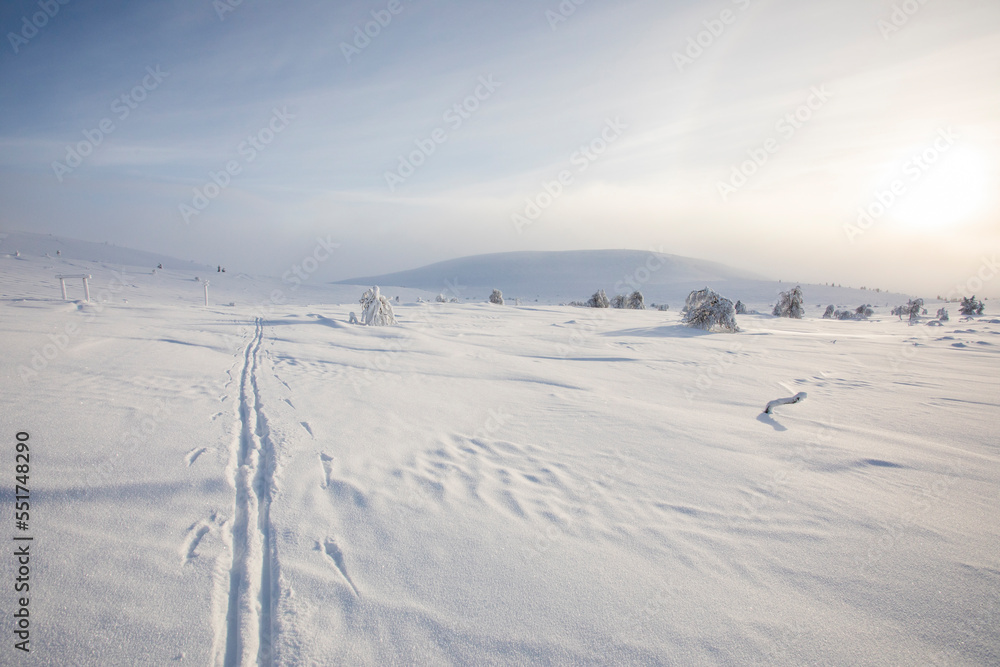 Winter landscape in Pallas Yllastunturi National Park, Lapland, Finland