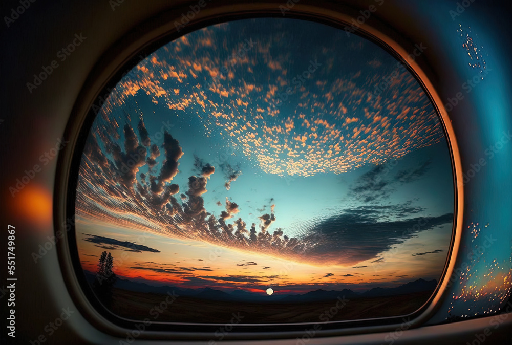 Stunning view of the sky from the car's window.. Generative AI Stunning view of the sky from the car's window.. Generative AI