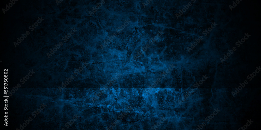 Fototapeta premium Dark black and blue stone concrete grunge wall texture and backdrop background anthracite panorama. Panorama dark black or blue slate background or texture.