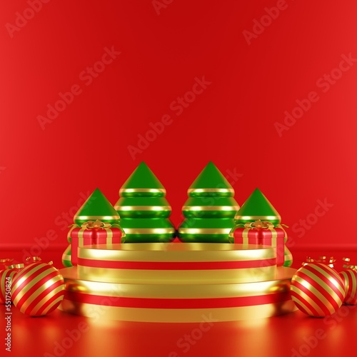 Christmas background with 3d ornaments