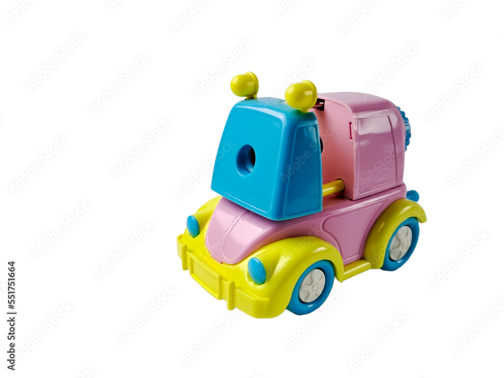Fototapeta premium pencil sharpener model toy car colorful pastel