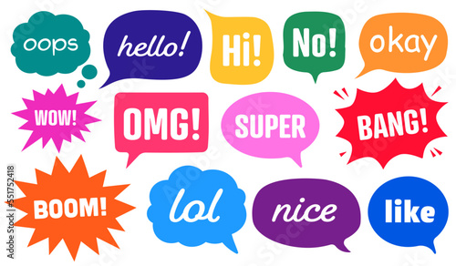 Doodle speech bubbles vector collection. Hand drawn conversation clouds