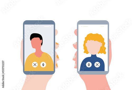 smartphone interface video call or online conference meeting on phone