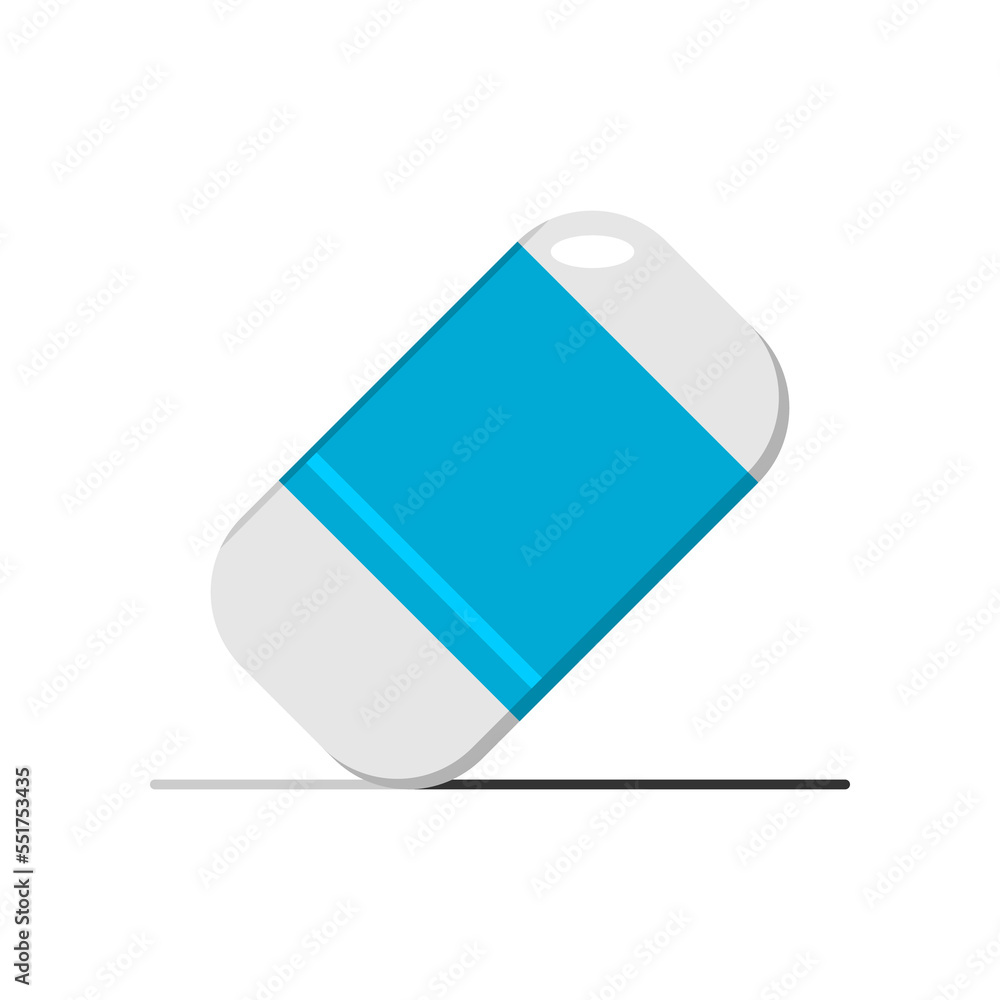 Blue eraser delete line drawing of pencil icon flat vector design. Blue eraser delete line drawing of pencil icon flat vector design.